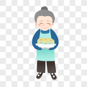 重阳节捧着重阳糕的老奶奶图片