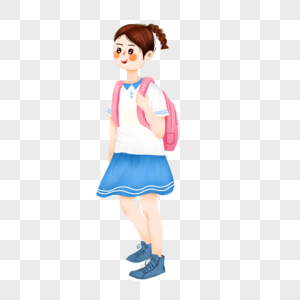 背着包上学的女孩图片