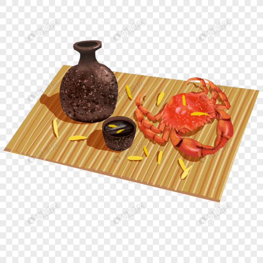 中秋节饮菊花酒与螃蟹图片