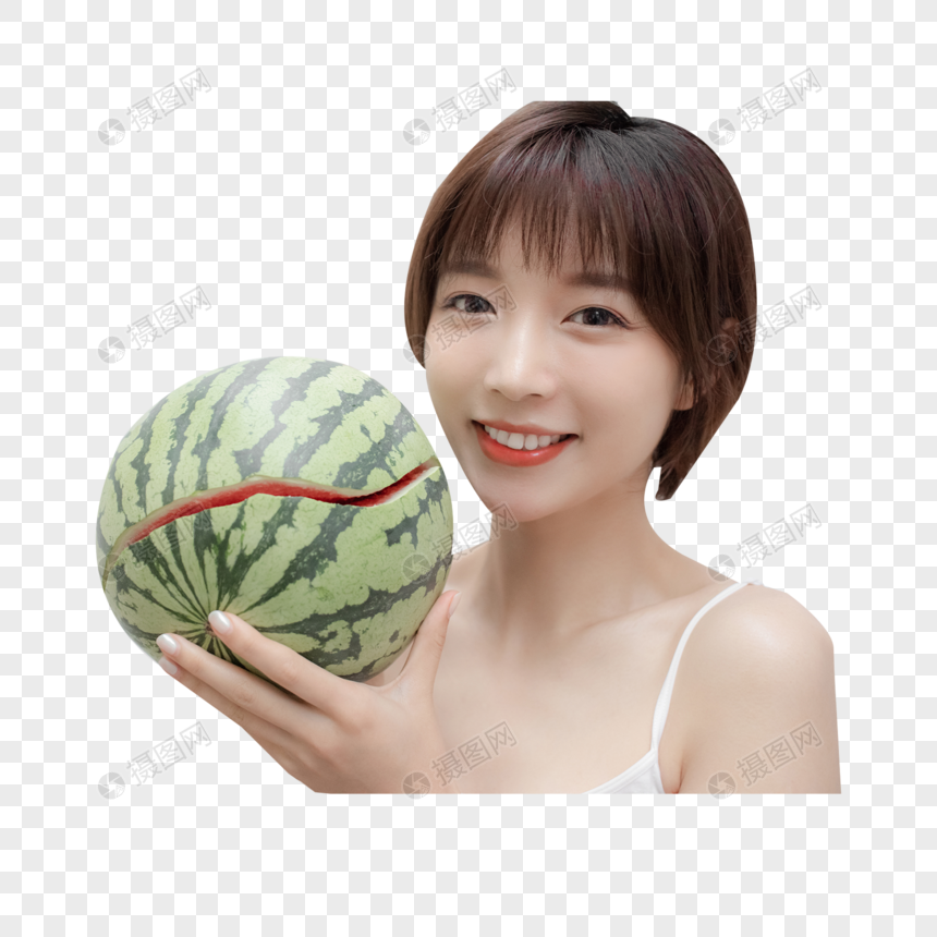 短发美女夏日居家图片