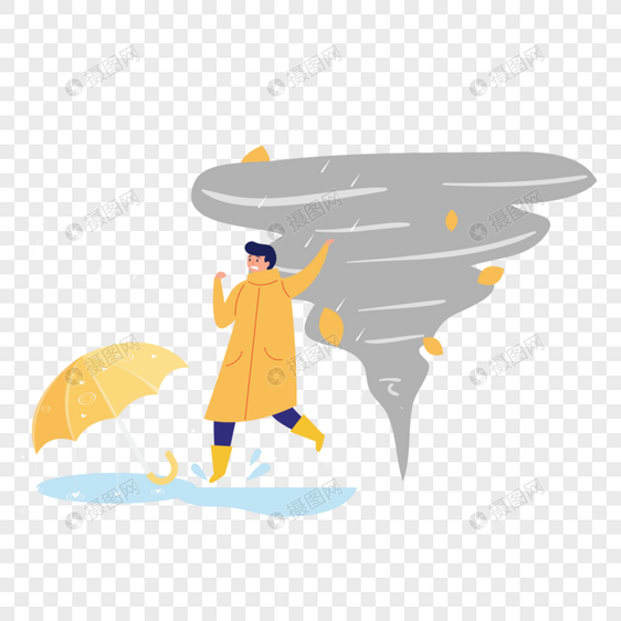 龙卷风男人雨中奔跑图片