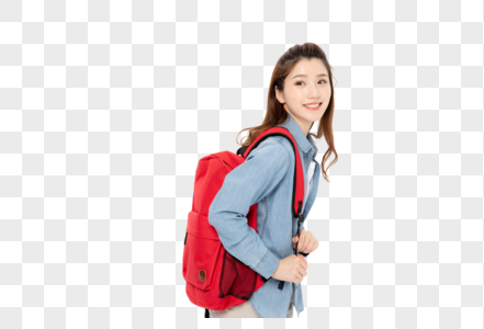 背着书包的女大学生图片