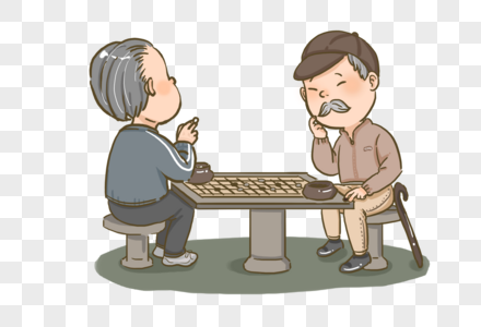 老人公园下棋高清图片