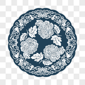 圆形青花瓷镂空纹样图片