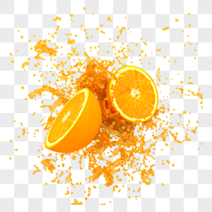 橙子建模带果粒橙子汁高清图片