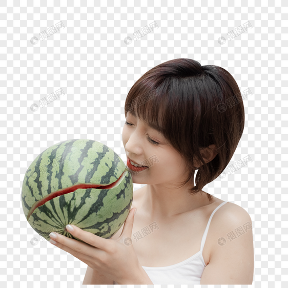 短发美女夏日居家图片