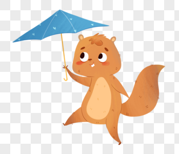 秋天松鼠打着伞图片