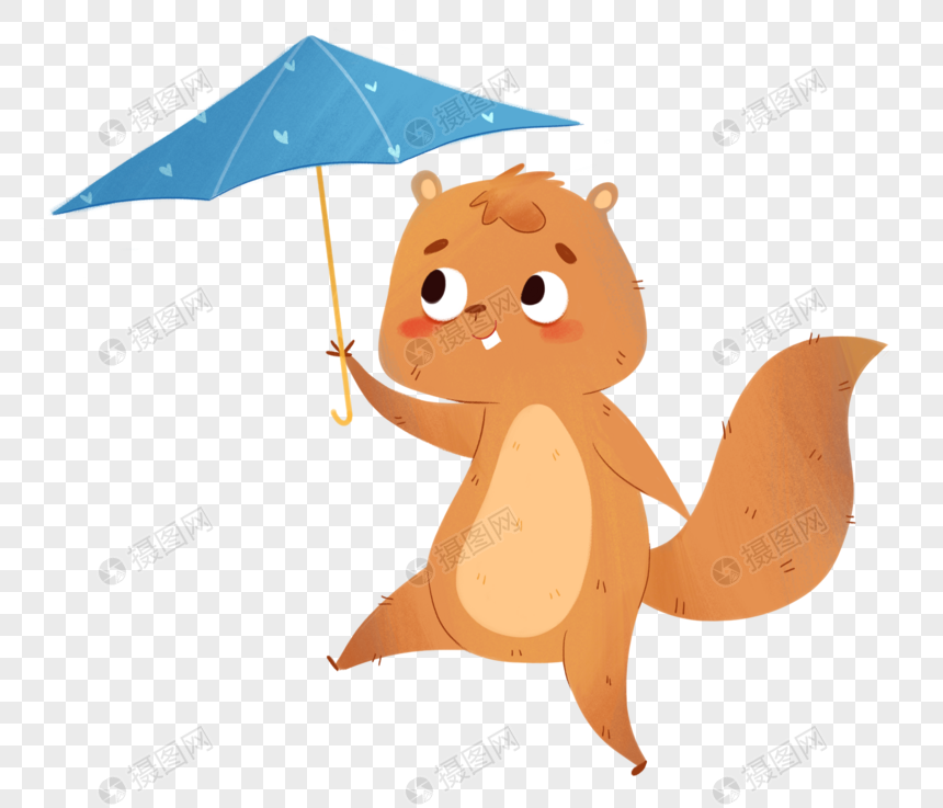 秋天松鼠打着伞图片