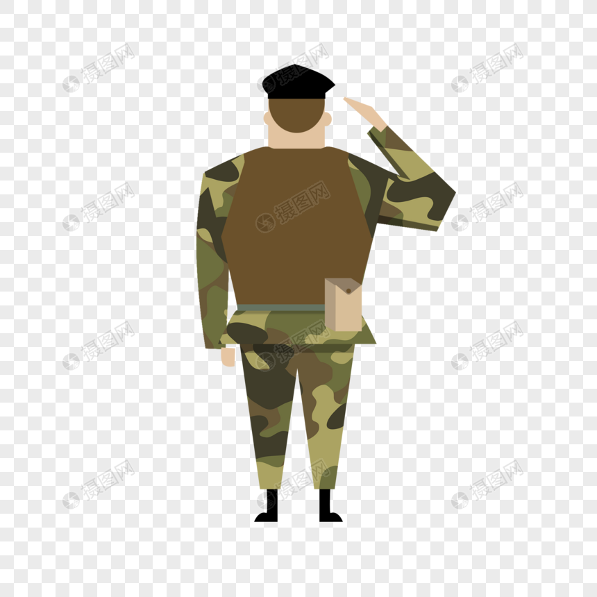 士兵敬礼背影