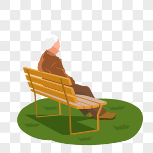 老年人坐在公园长椅上图片