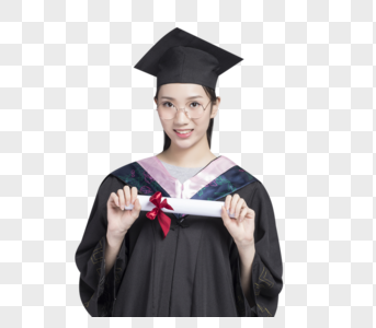 拿毕业证书的女大学生图片