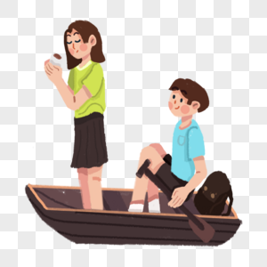 划船约会的情侣图片