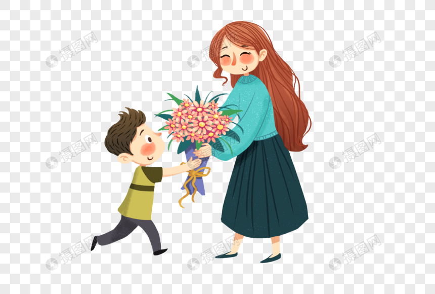 教师节献花的学生