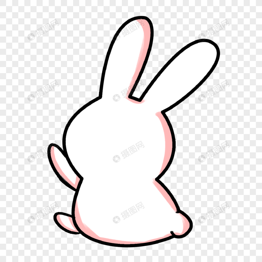 免抠元素 手绘/卡通元素 兔子背影.