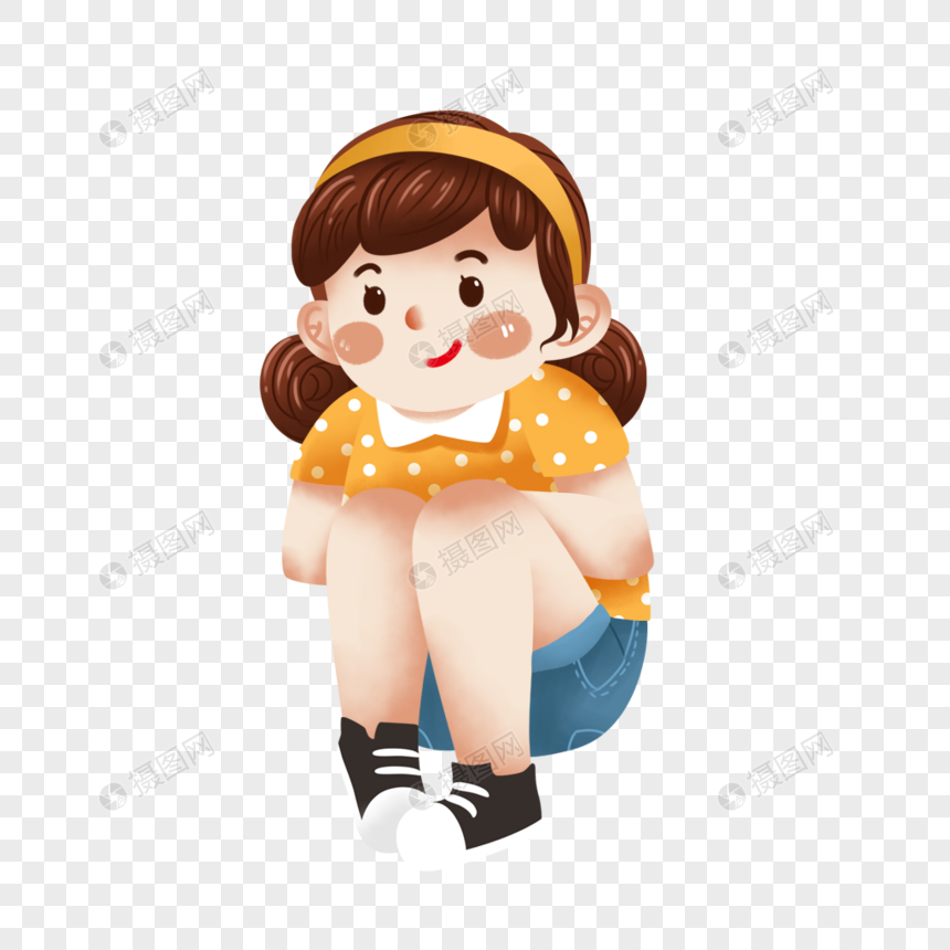 蹲着的女孩