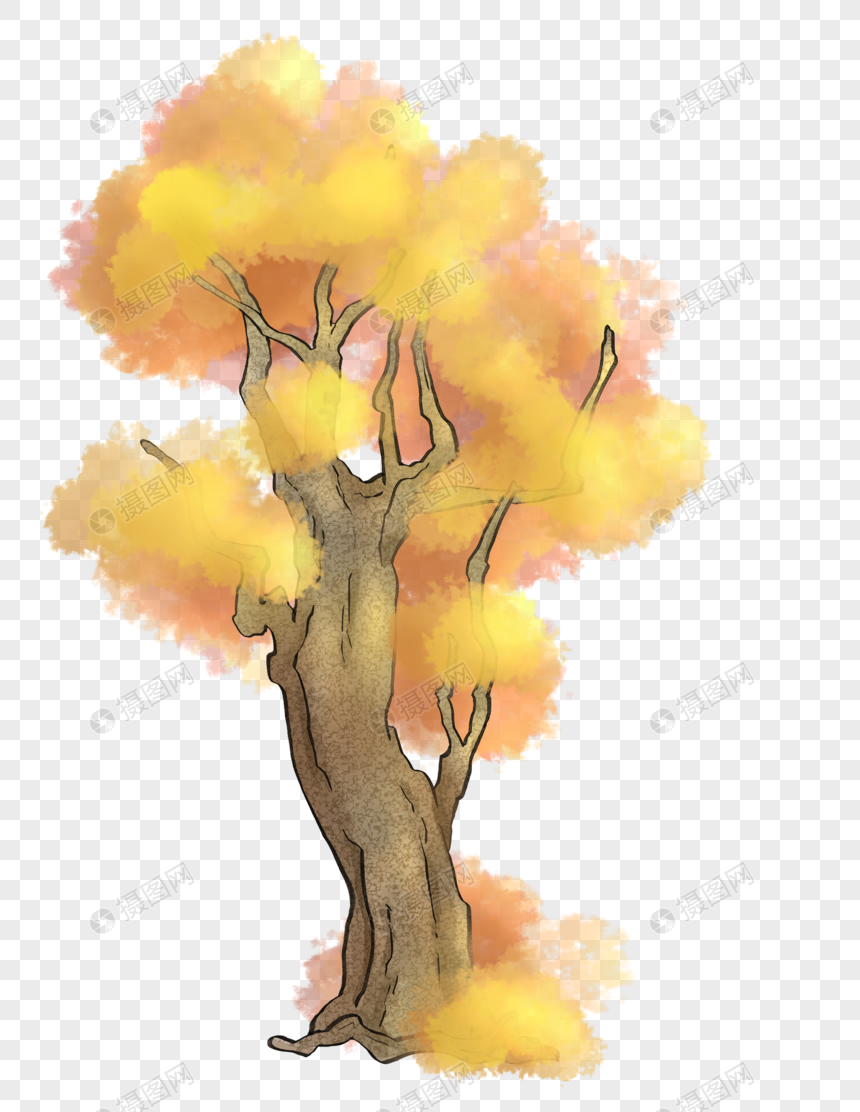 免抠元素 手绘/卡通元素 胡杨树.png