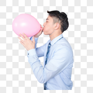 商务男性吹气球图片