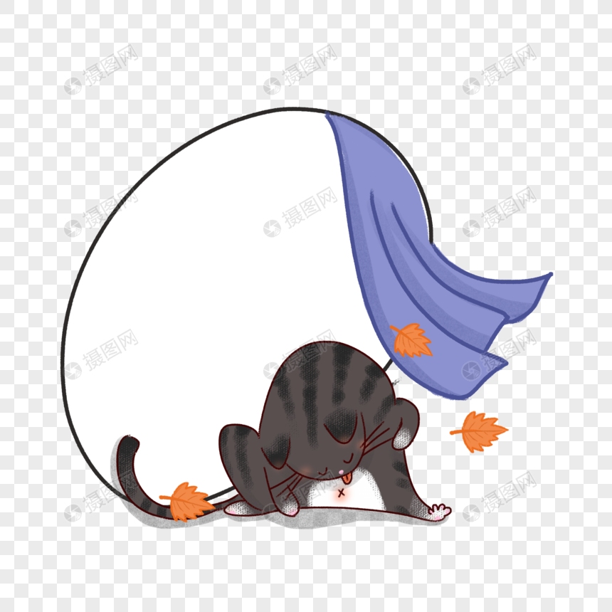 秋天猫咪边框狸花猫