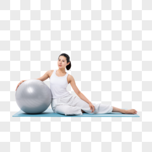 女性瑜伽球健身图片