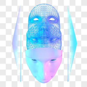 科技未来脸模型三维线框高清图片