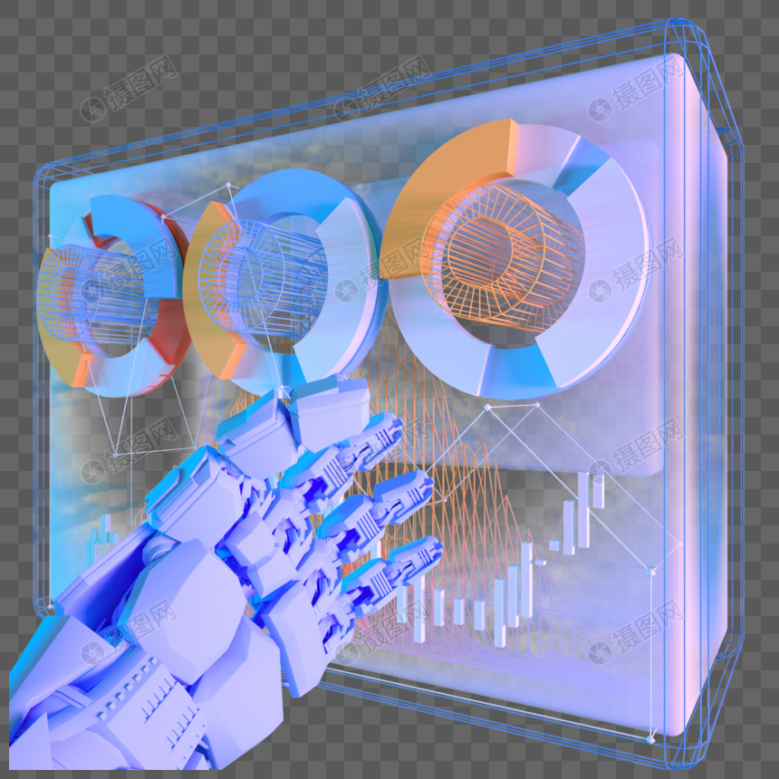 科技未来数据图表手三维模型图片