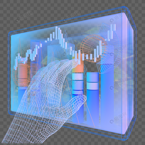 科技未来数据图表手三维模型图片