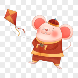 新年放风筝的老鼠图片