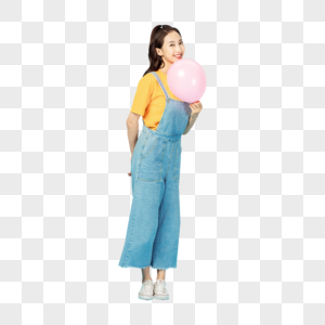 活力时尚女性手持气球图片