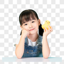 小女孩拿着小黄鸭图片
