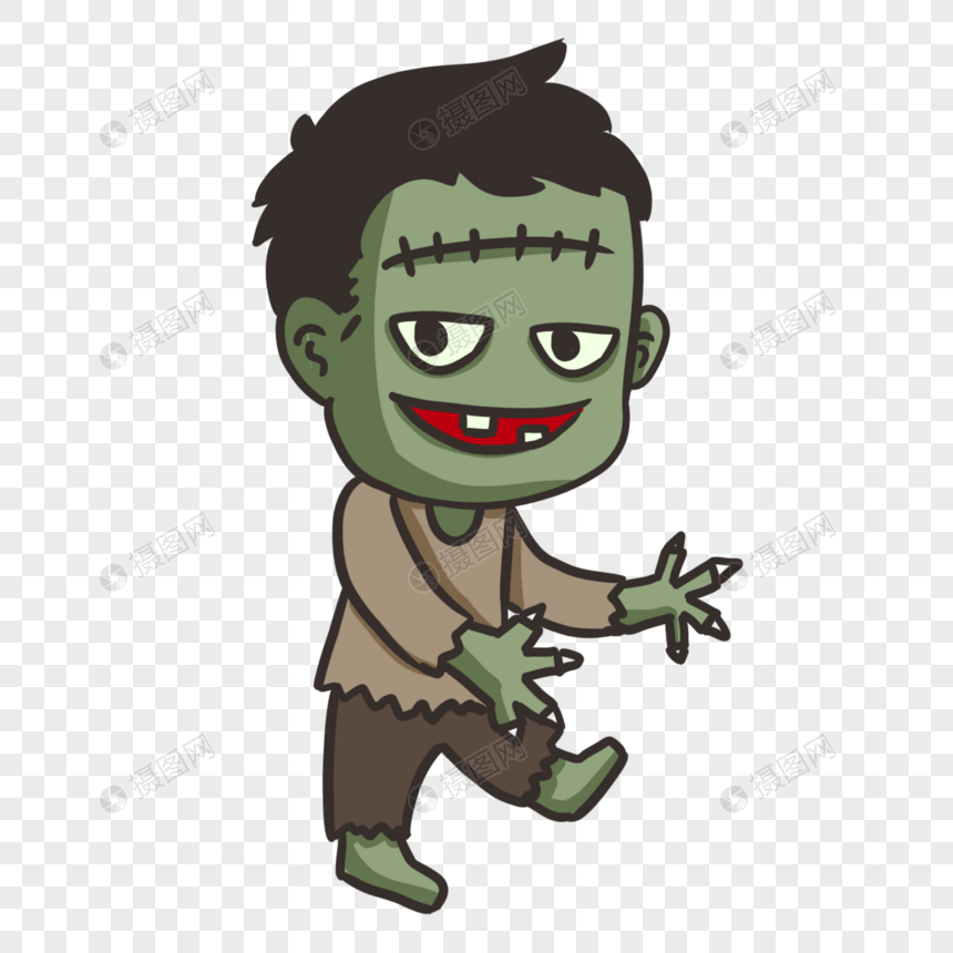 可爱卡通万圣节僵尸手绘元素