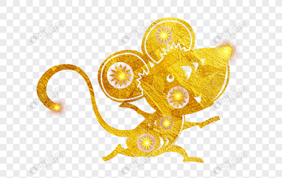 创意金色老鼠剪纸设计图片