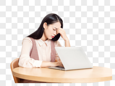 女性白领办公加班疲惫图片