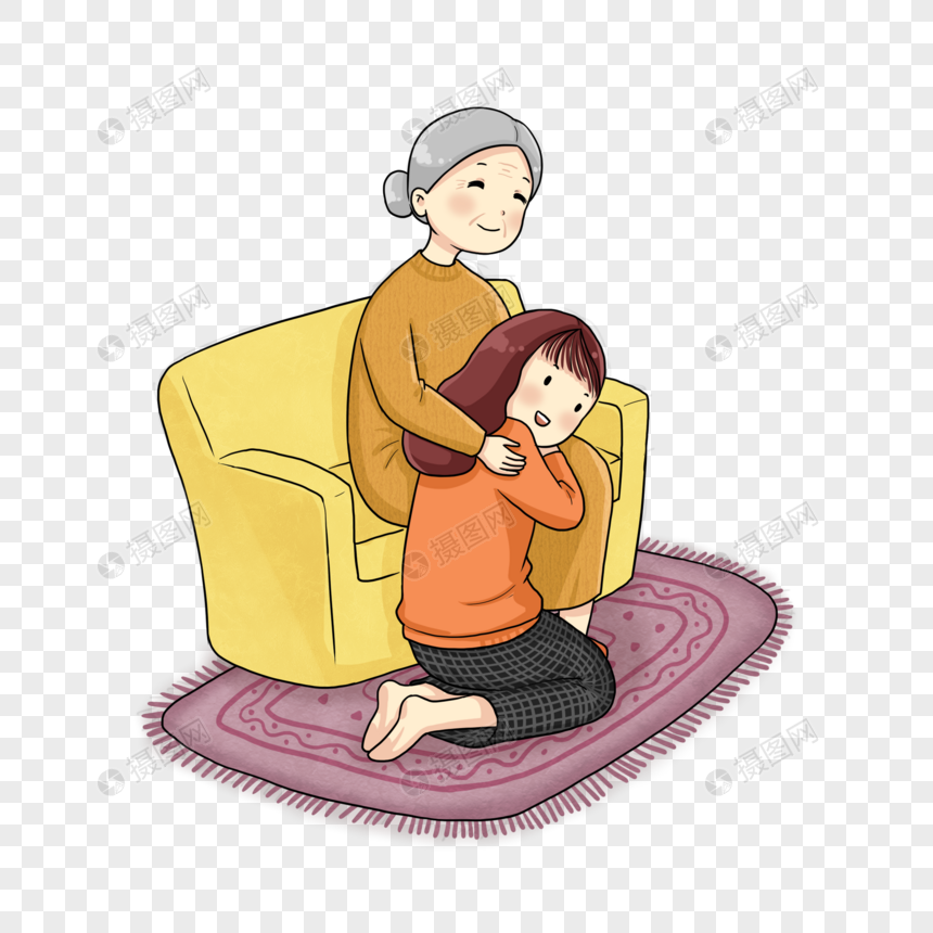靠在妈妈腿上的女儿