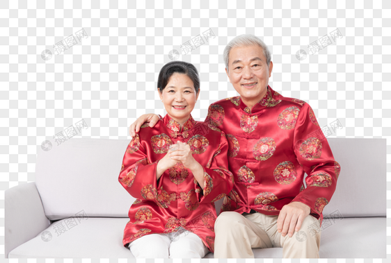 老年夫妻中装合照图片