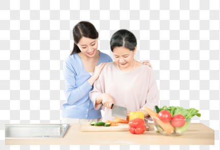 女儿和妈妈一起做饭人像高清图片素材