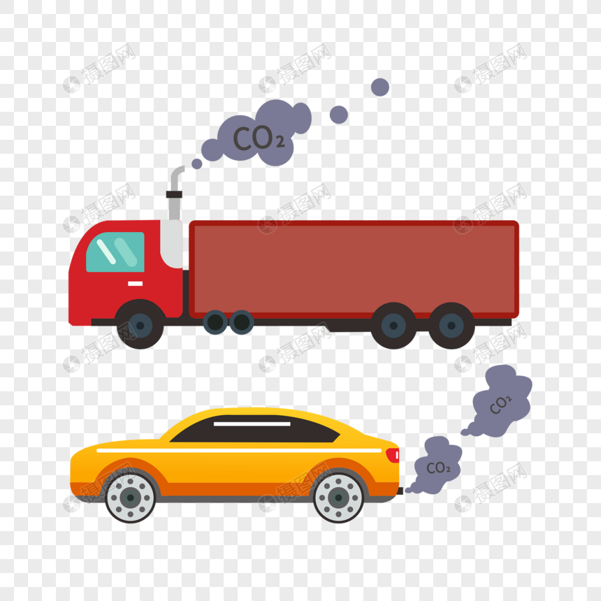 手绘卡通汽车大货车