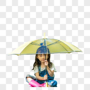 小女孩在农场打伞图片