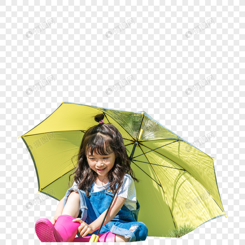 小女孩在农场打伞图片