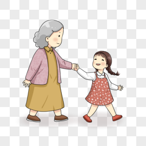 小女孩和老奶奶图片