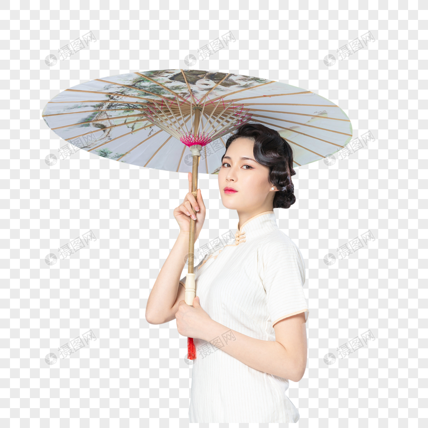 旗袍女性纸伞图片