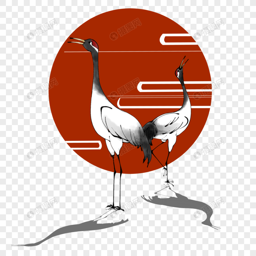 手绘卡通鹤