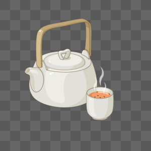 决明子茶茶壶手绘高清图片