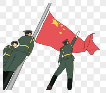 升旗的军人国庆节士兵高清图片