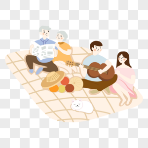 野餐的一家人图片