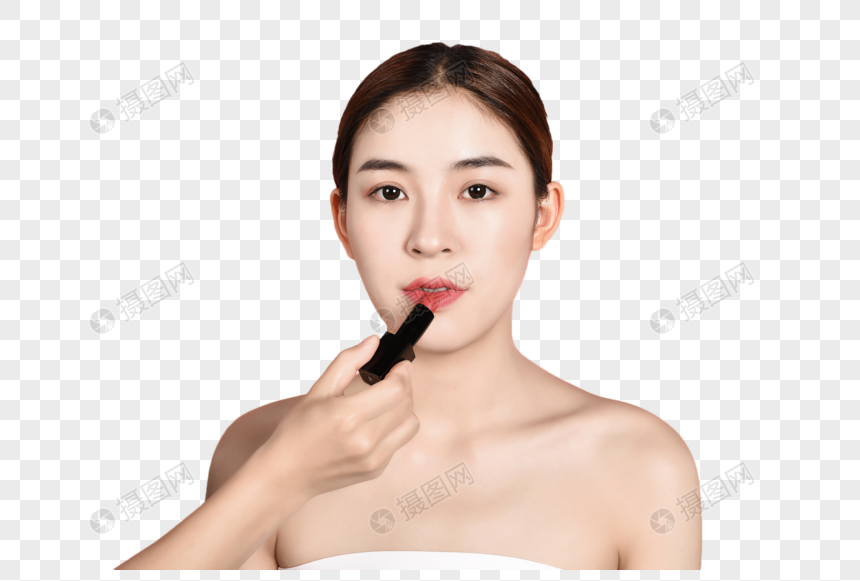 涂口红的美女图片