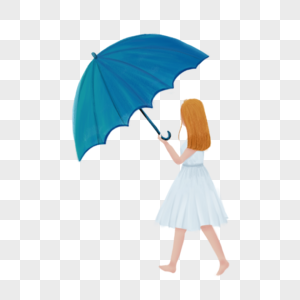 打伞的女孩手绘女孩高清图片素材