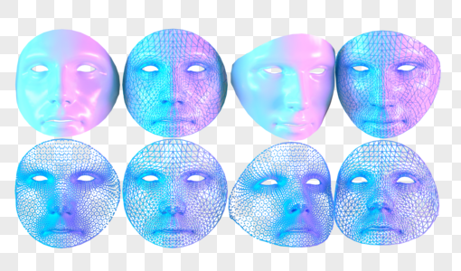 科技未来人脸模型三维线框图片