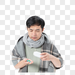 中年男性吃药图片