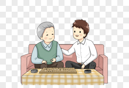 陪老人下棋图片