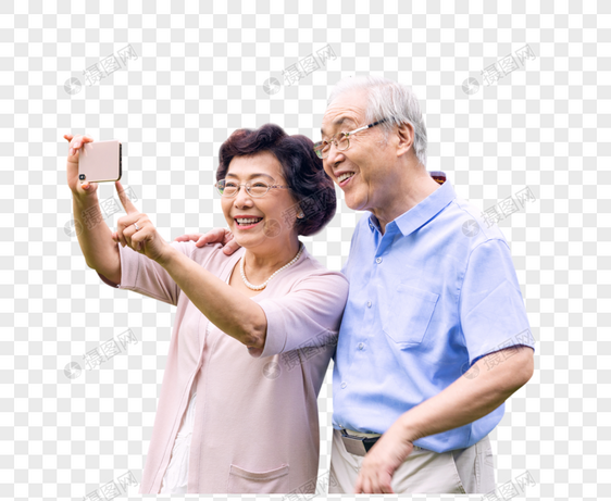 老年夫妇手机拍照图片